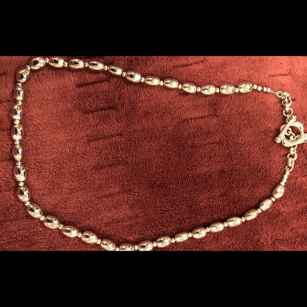 Silver Bead Necklace with toggle closure